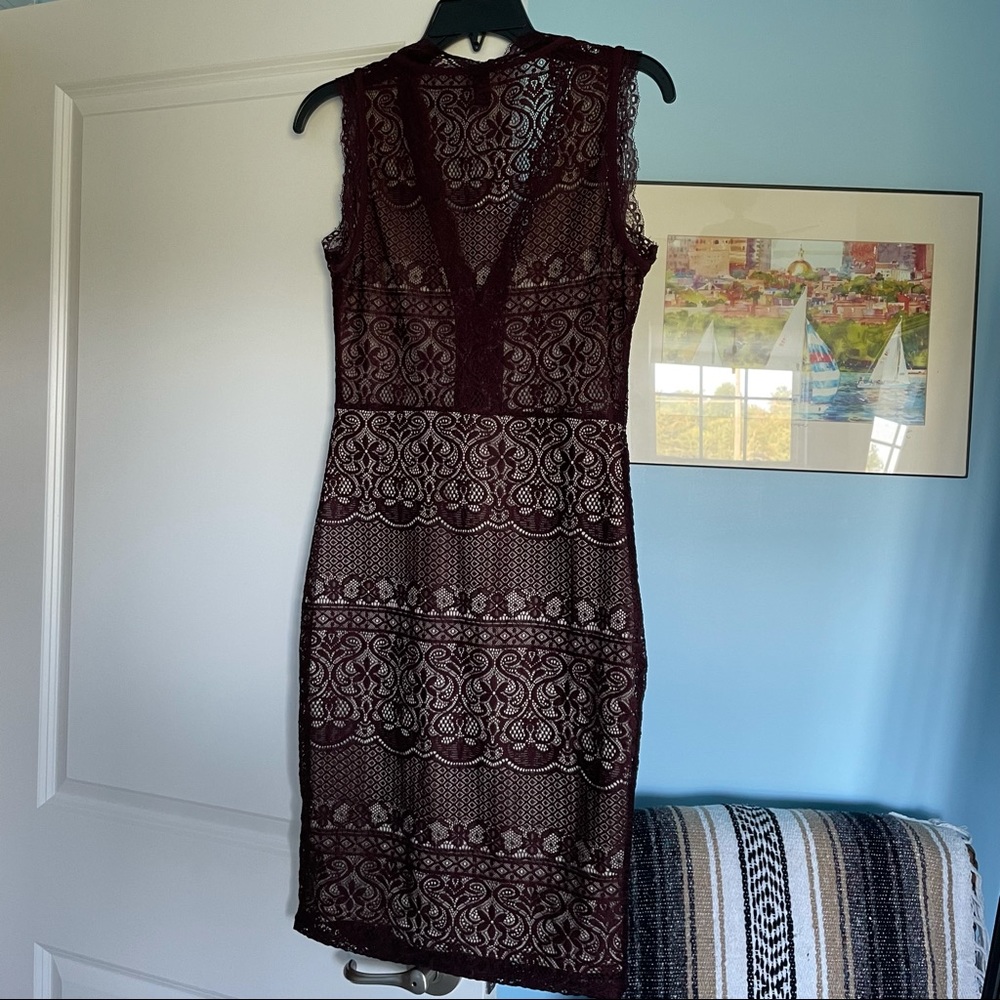 Burgundy Lace Cocktail Dress